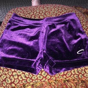 Capezio purple sparkle dance shorts